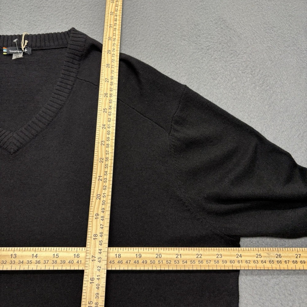 Smartwool Sweater Mens XL Black Merino Wool Blend V Neck Pullover Granola Hiking - Picture 7 of 11